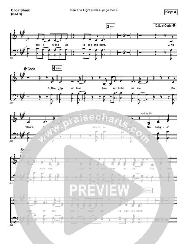 See The Light (Live) Choir Sheet (SATB) (Hillsong Worship)