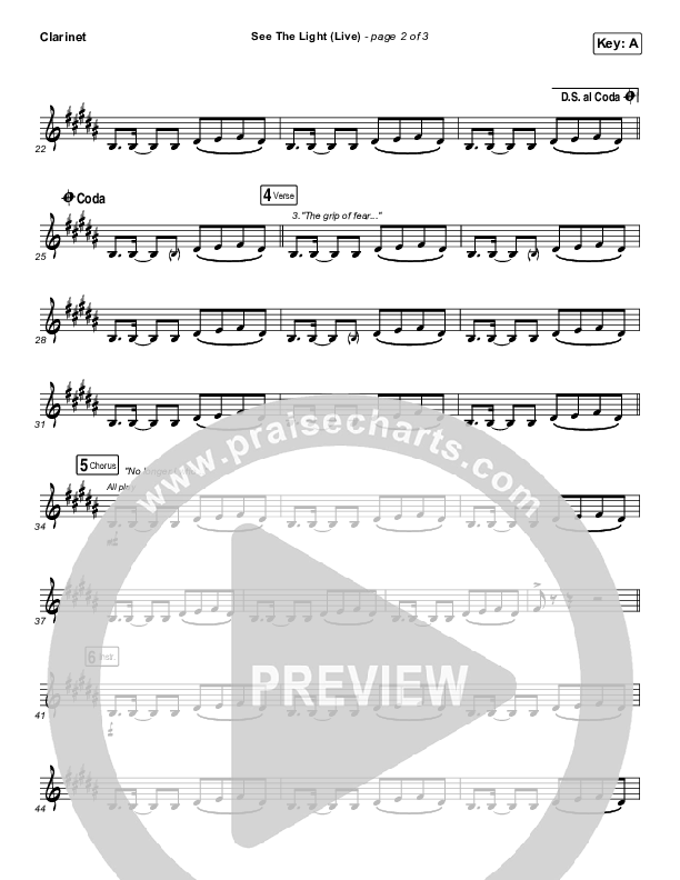 See The Light (Live) Clarinet (Hillsong Worship)