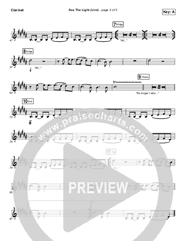 See The Light (Live) Clarinet (Hillsong Worship)