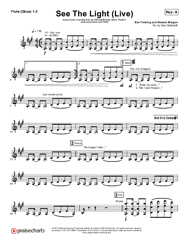See The Light (Live) Flute/Oboe 1/2/3 (Hillsong Worship)