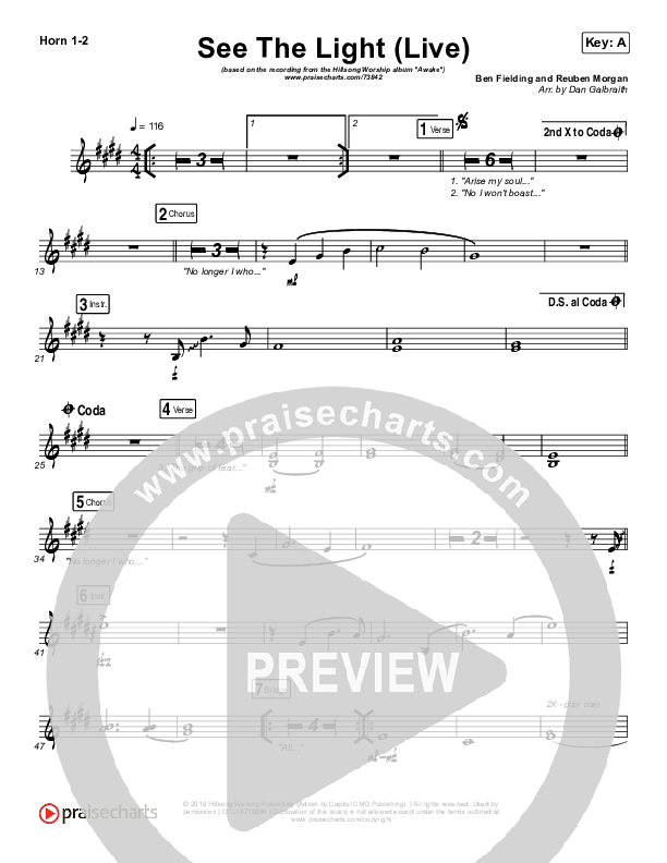 See The Light (Live) Brass Pack (Hillsong Worship)