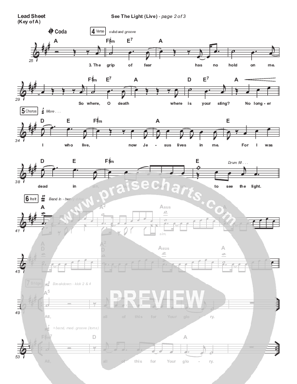 See The Light (Live) Lead Sheet (Melody) (Hillsong Worship)