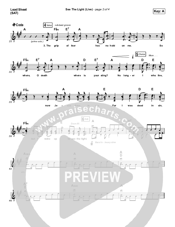 See The Light (Live) Lead Sheet (SAT) (Hillsong Worship)