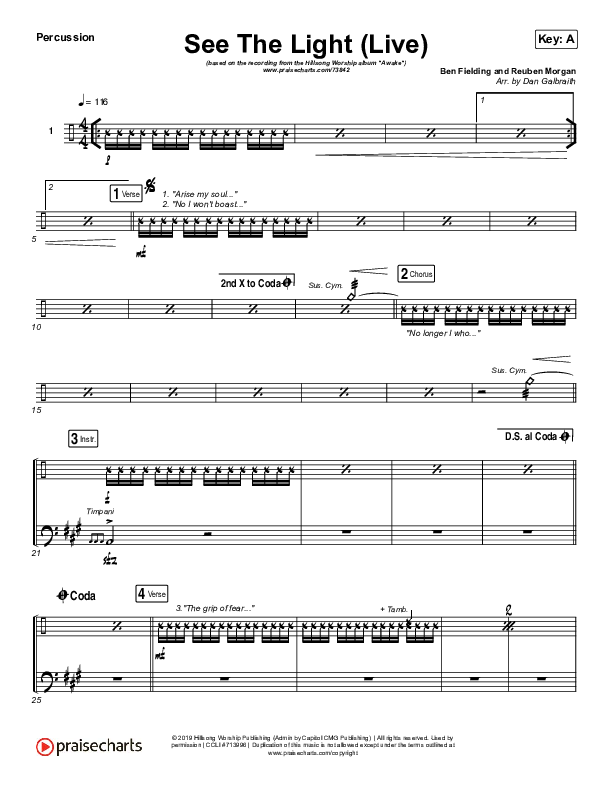 See The Light (Live) Percussion (Hillsong Worship)