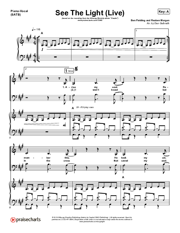 See The Light (Live) Sheet Music (Hillsong - PraiseCharts