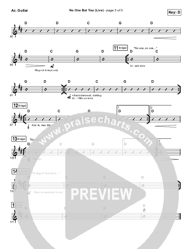 No One But You (Live) Acoustic Guitar (Hillsong Worship)