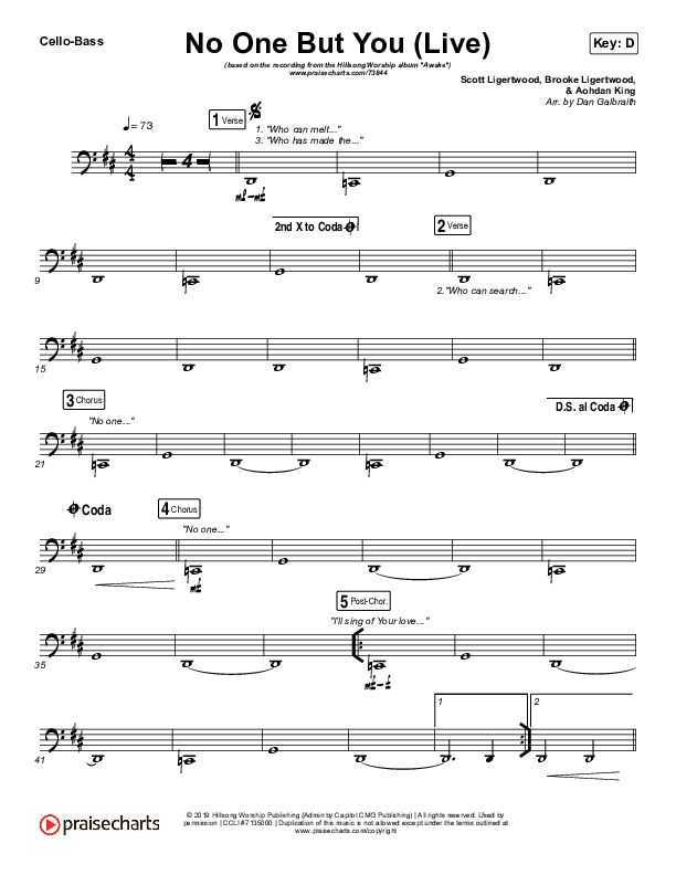 No One But You (Live) Cello/Bass (Hillsong Worship)