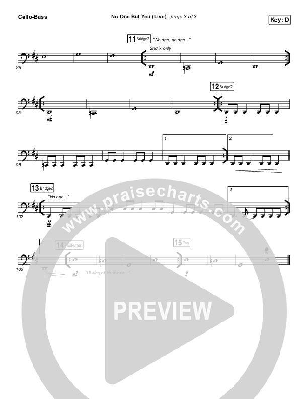 No One But You (Live) Cello/Bass (Hillsong Worship)