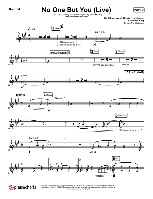 No One But You (Live) French Horn 1/2 (Hillsong Worship)