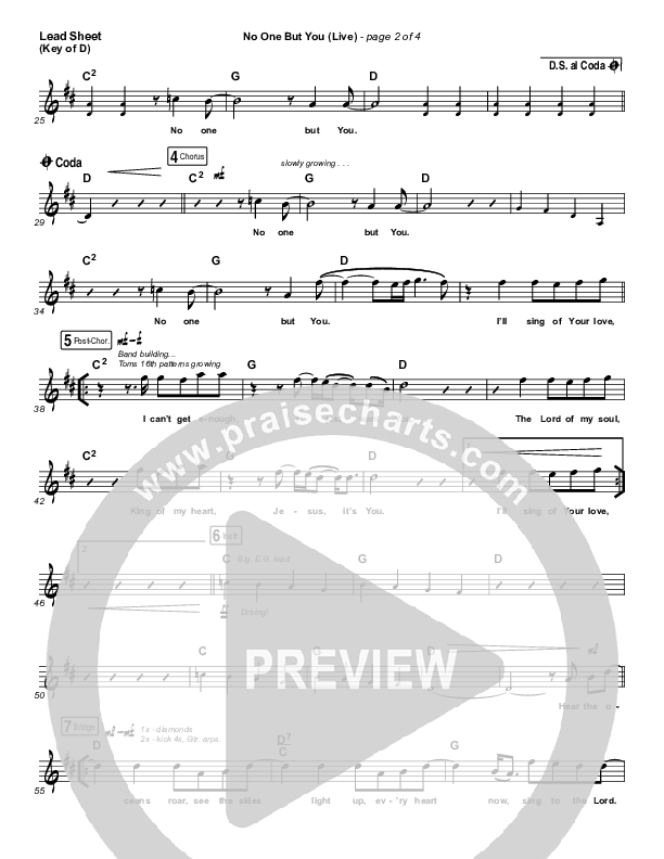 No One But You (Live) Lead Sheet (Melody) (Hillsong Worship)