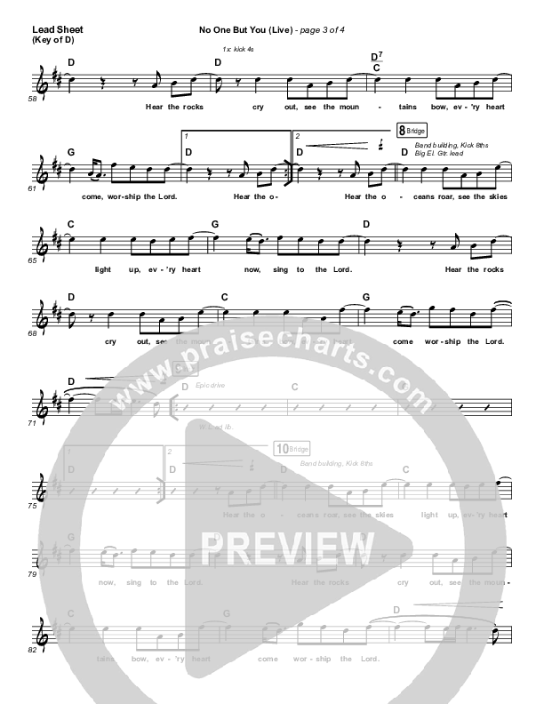 No One But You (Live) Lead Sheet (Melody) (Hillsong Worship)