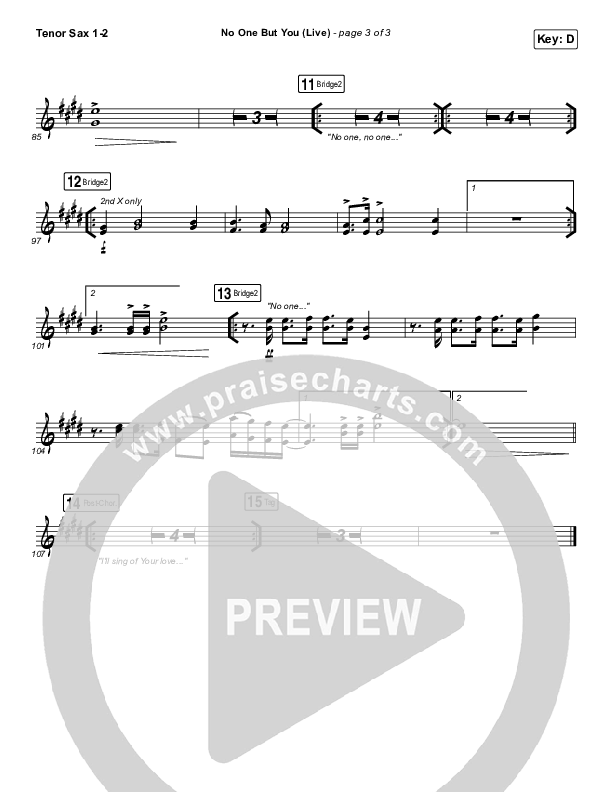 No One But You (Live) Tenor Sax 1/2 (Hillsong Worship)