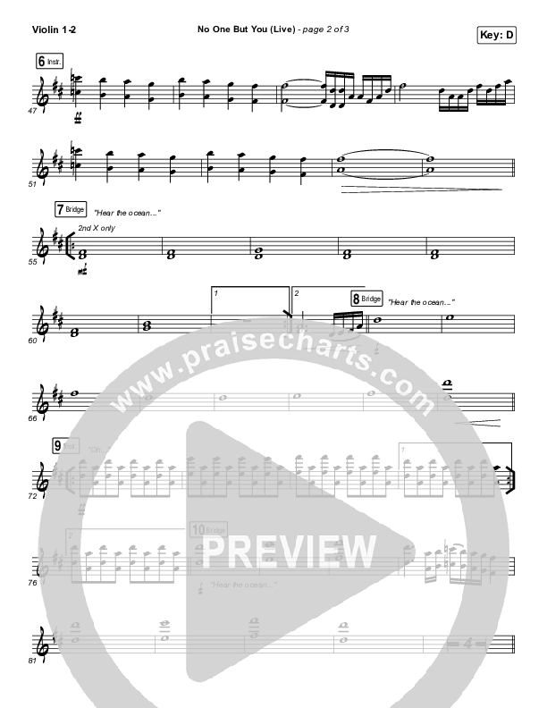 No One But You (Live) Violin 1/2 (Hillsong Worship)