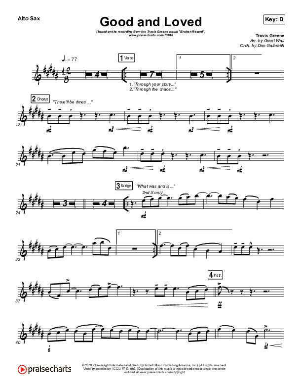 Good & Loved Alto Sax (Travis Greene / Steffany Gretzinger)