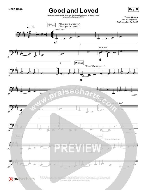 Good & Loved Cello/Bass (Travis Greene / Steffany Gretzinger)