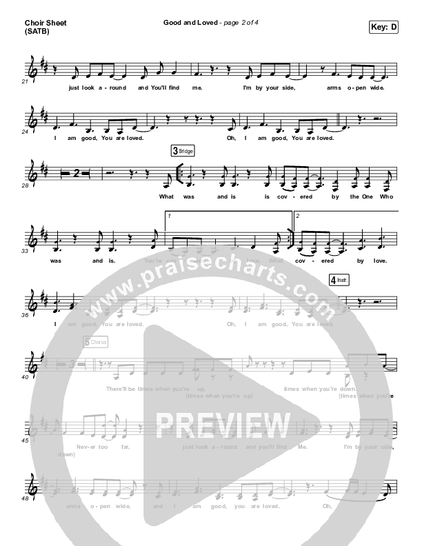 Good & Loved Choir Sheet (SATB) (Print Only) (Travis Greene / Steffany Gretzinger)