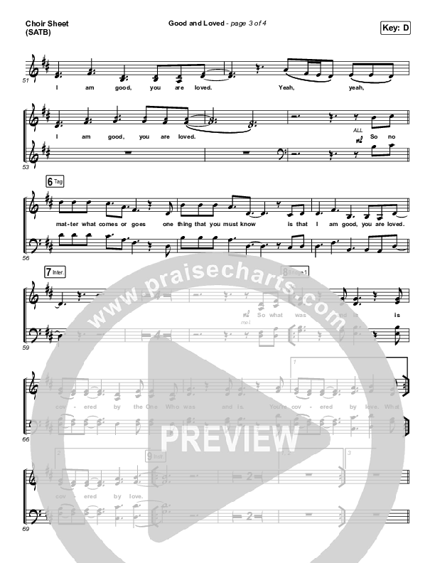 Good & Loved Choir Sheet (SATB) (Print Only) (Travis Greene / Steffany Gretzinger)