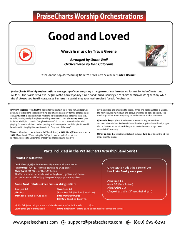 Good & Loved Cover Sheet (Travis Greene / Steffany Gretzinger)
