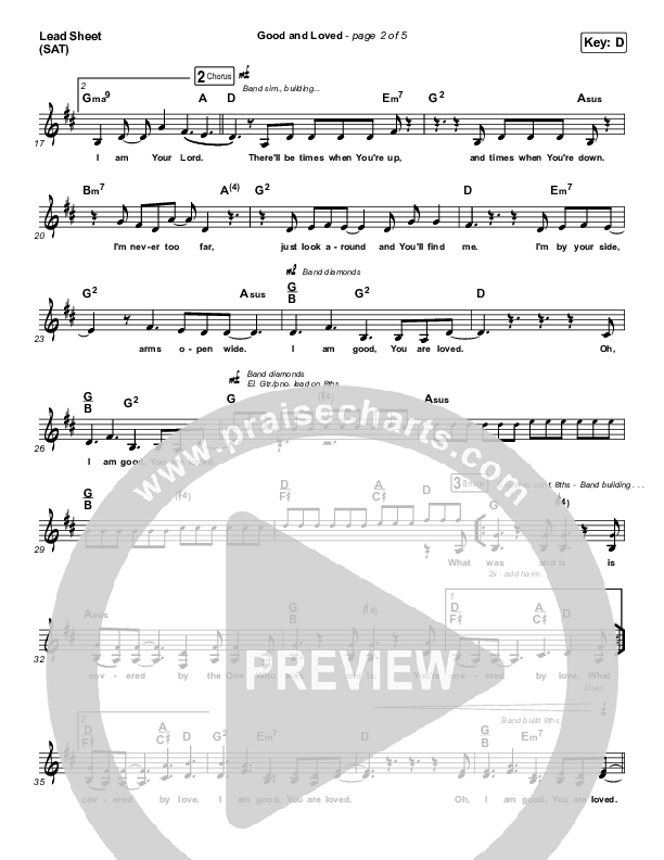 Good & Loved Lead Sheet (Print Only) (Travis Greene / Steffany Gretzinger)
