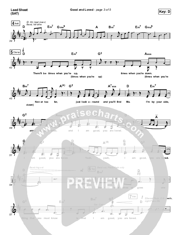 Good & Loved Lead Sheet (Print Only) (Travis Greene / Steffany Gretzinger)