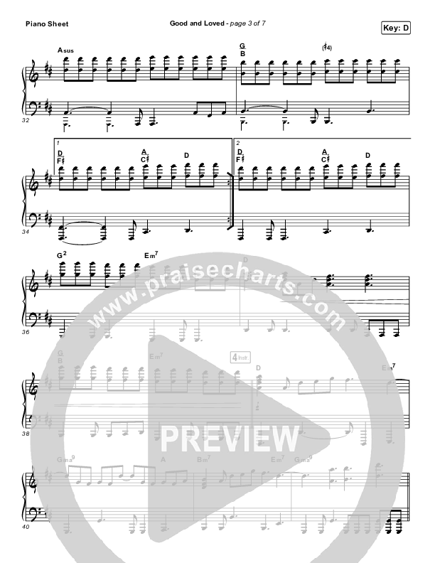 Good & Loved Piano Sheet (Print Only) (Travis Greene / Steffany Gretzinger)