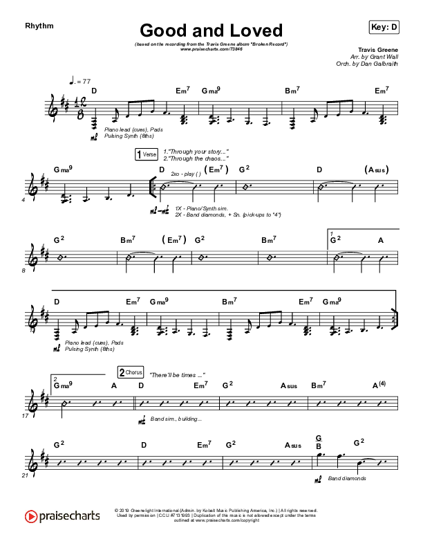 Good & Loved Rhythm Chart (Travis Greene / Steffany Gretzinger)