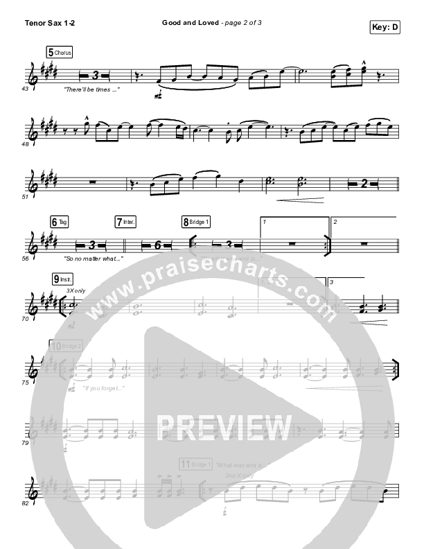 Good & Loved Tenor Sax 1/2 (Travis Greene / Steffany Gretzinger)