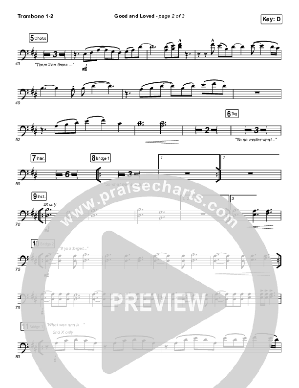 Good & Loved Trombone 1/2 (Travis Greene / Steffany Gretzinger)