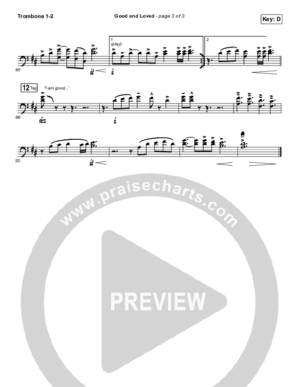 Good & Loved Trombone 1/2 (Travis Greene / Steffany Gretzinger)