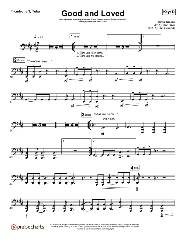 Good & Loved Trombone 3/Tuba (Travis Greene / Steffany Gretzinger)