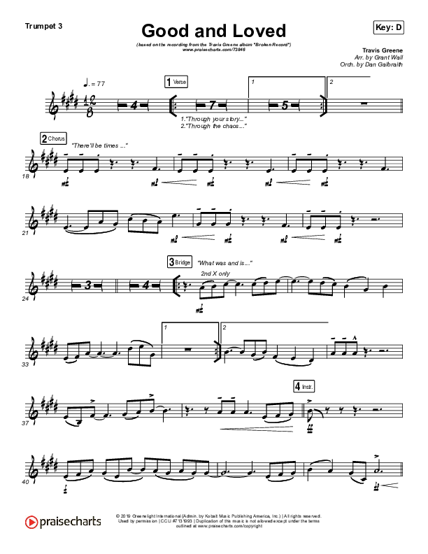 Good & Loved Trumpet 3 (Travis Greene / Steffany Gretzinger)