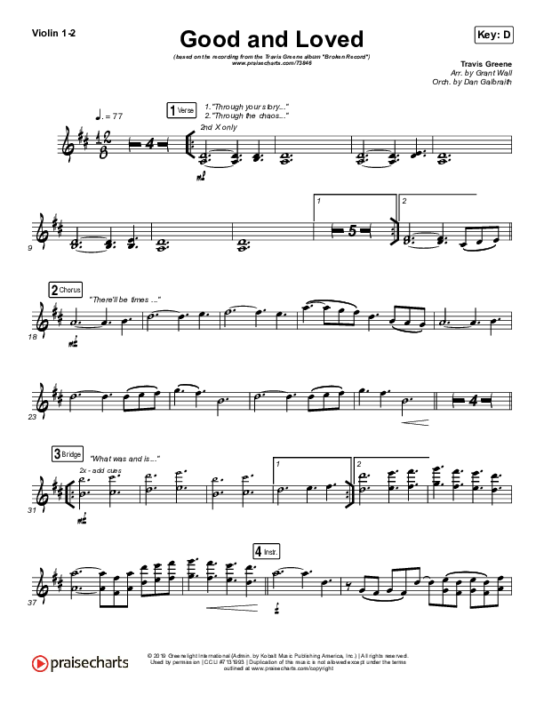 Good & Loved Violin 1/2 (Travis Greene / Steffany Gretzinger)