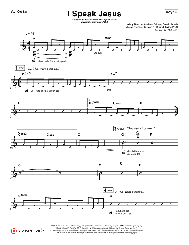 I Speak Jesus Acoustic Guitar (Here Be Lions)