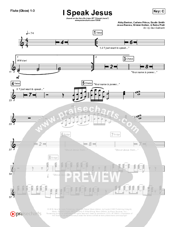 I Speak Jesus Flute/Oboe 1/2/3 (Here Be Lions)
