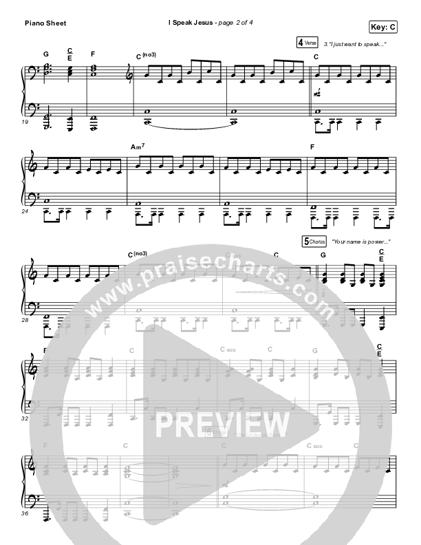 I Speak Jesus Piano Sheet (Here Be Lions)