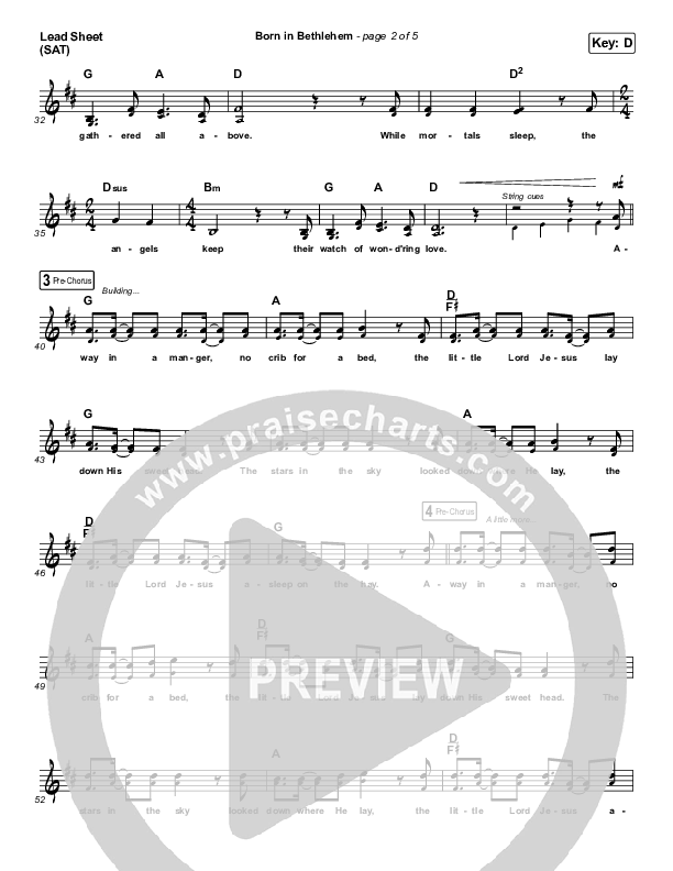 Born In Bethlehem Lead Sheet (SAT) (Highlands Worship)