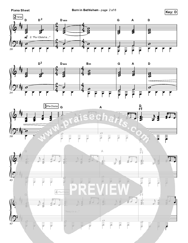 Born In Bethlehem Piano Sheet (Highlands Worship)