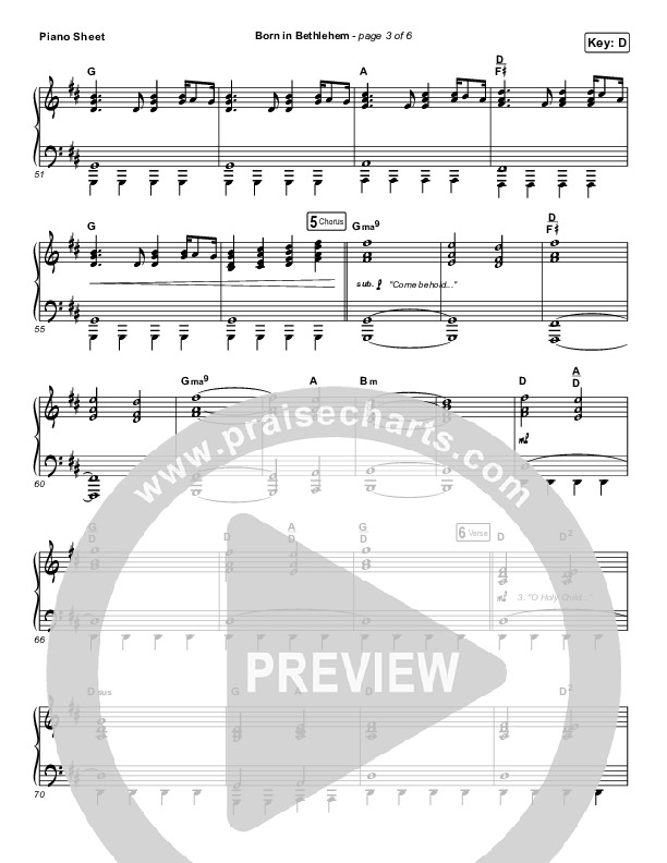 Born In Bethlehem Piano Sheet (Highlands Worship)