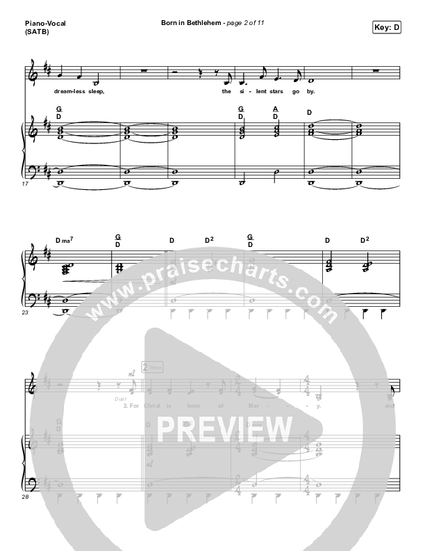 Born In Bethlehem Piano/Vocal & Lead (Highlands Worship)