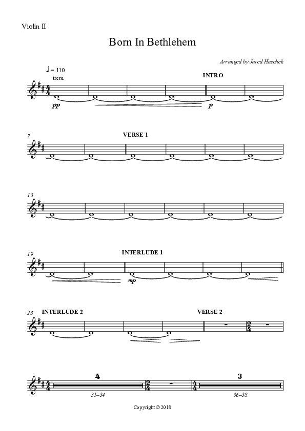 Born In Bethlehem Violin 2 (Highlands Worship)