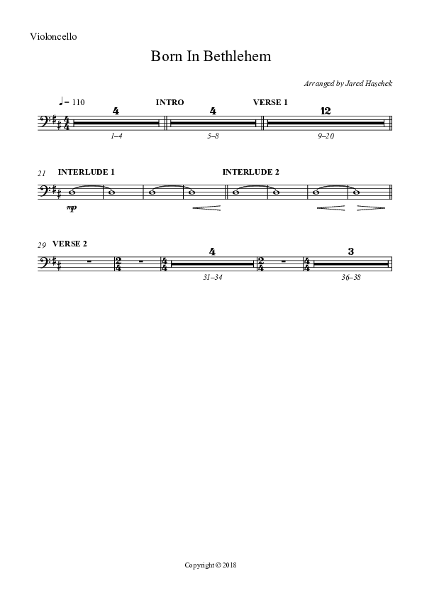 Born In Bethlehem Violincello (Highlands Worship)