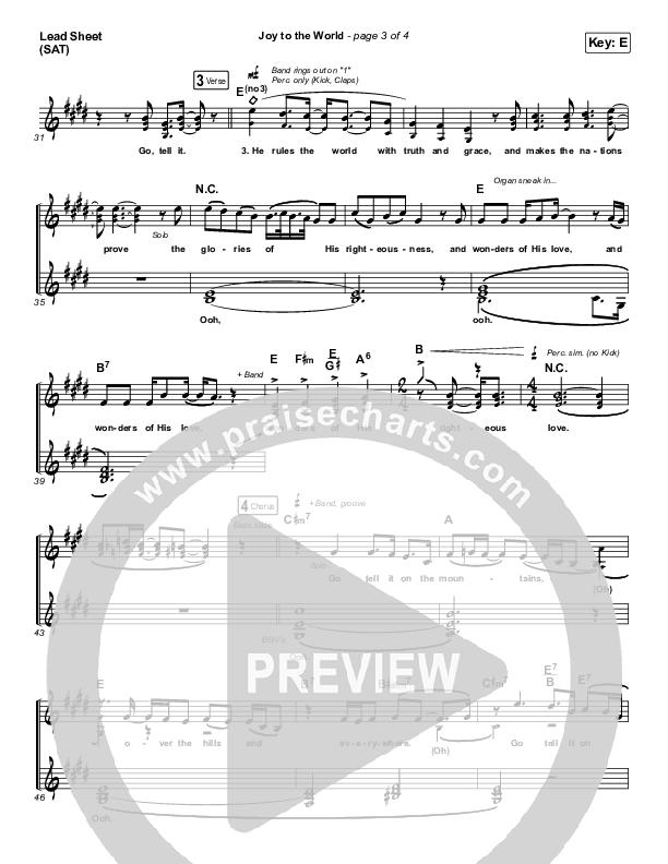 Joy To The World Lead Sheet (SAT) (Highlands Worship)