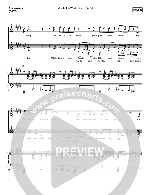 Joy To The World Piano/Vocal (SATB) (Highlands Worship)