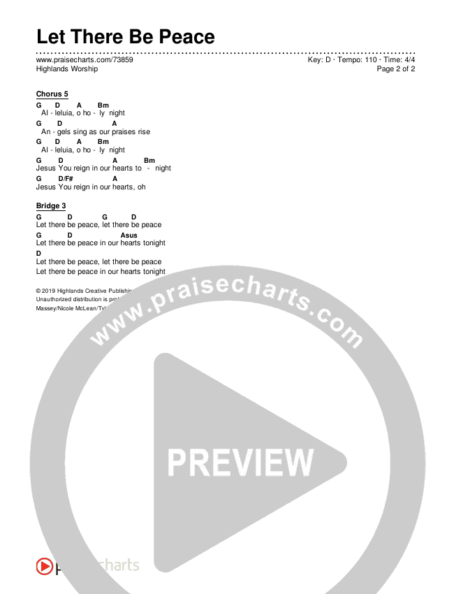 Let There Be Peace Chords & Lyrics (Highlands Worship)