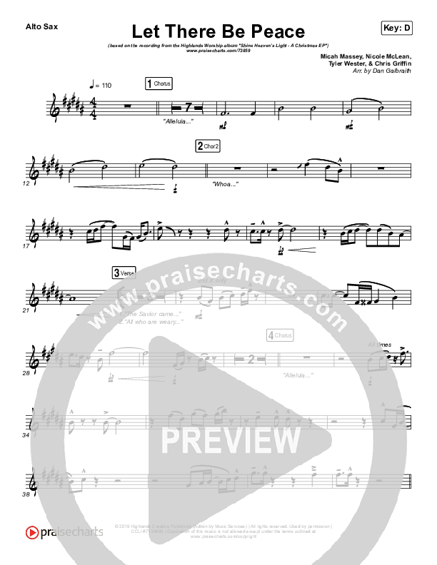 Let There Be Peace Alto Sax (Highlands Worship)