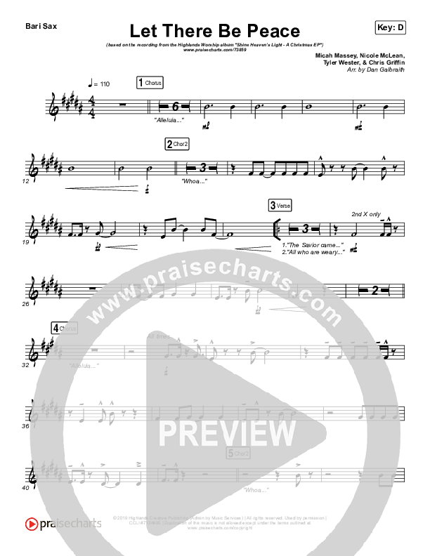Let There Be Peace Bari Sax (Highlands Worship)