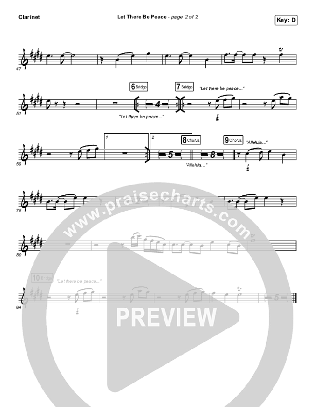 Let There Be Peace Clarinet (Highlands Worship)