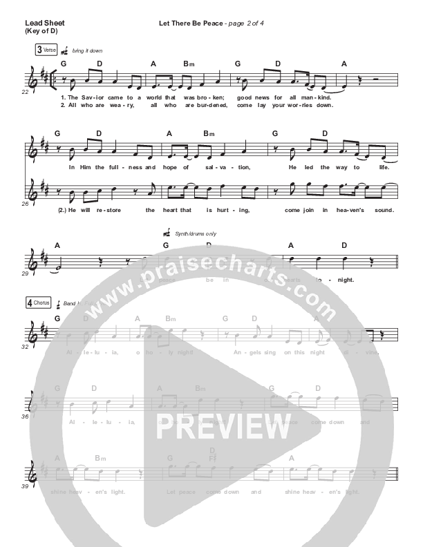 Let There Be Peace Lead Sheet (Melody) (Highlands Worship)