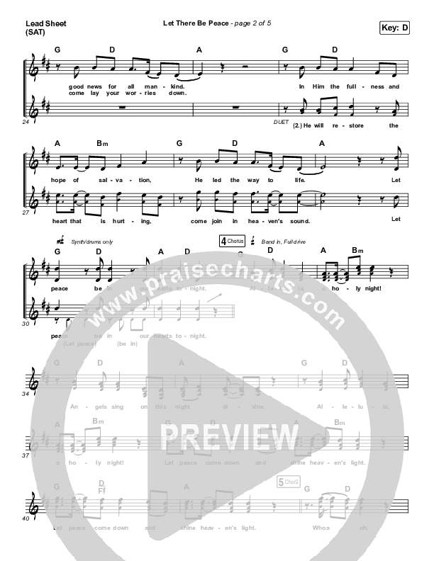 Let There Be Peace Lead Sheet (SAT) (Highlands Worship)