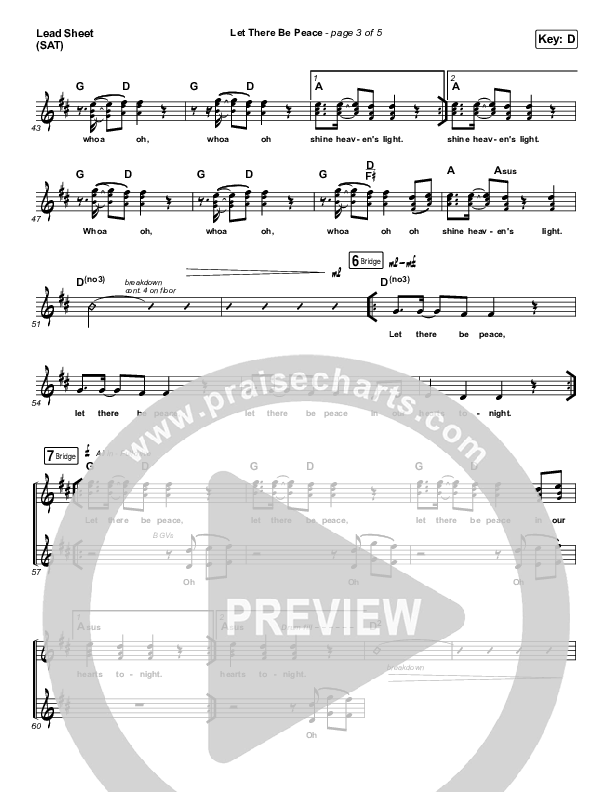 Let There Be Peace Lead Sheet (SAT) (Highlands Worship)